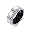 Obsidian Moissanite Enamel Band Ring in Sterling Silver