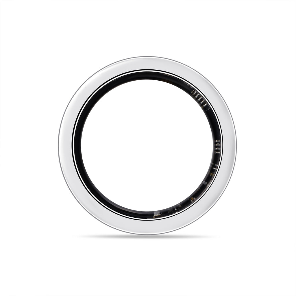 Obsidian Moissanite Enamel Band Ring in Sterling Silver