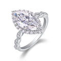 Adore Marquise-Cut Moissanite Halo Ring in Sterling Silver