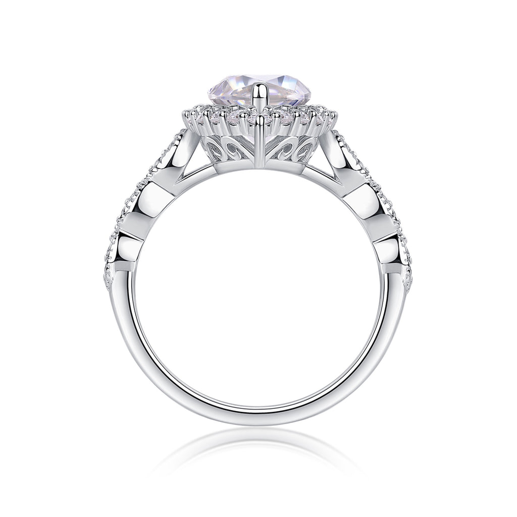 Adore Marquise-Cut Moissanite Halo Ring in Sterling Silver