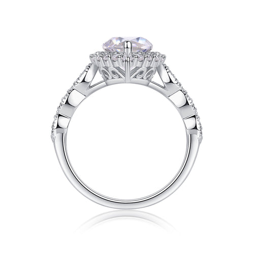 Adore Marquise-Cut Moissanite Halo Ring in Sterling Silver