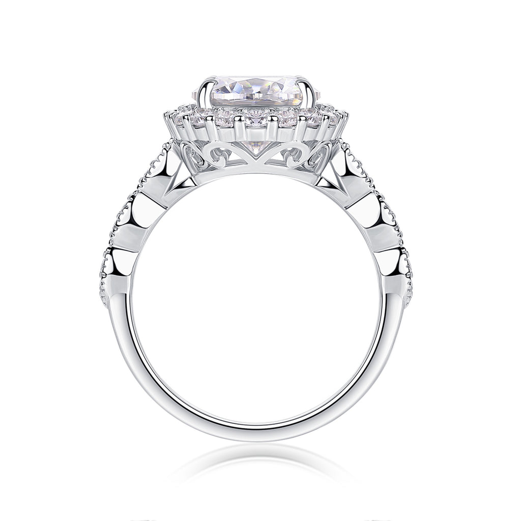 Glister 3 Carat Moissanite Halo Ring in Sterling Silver