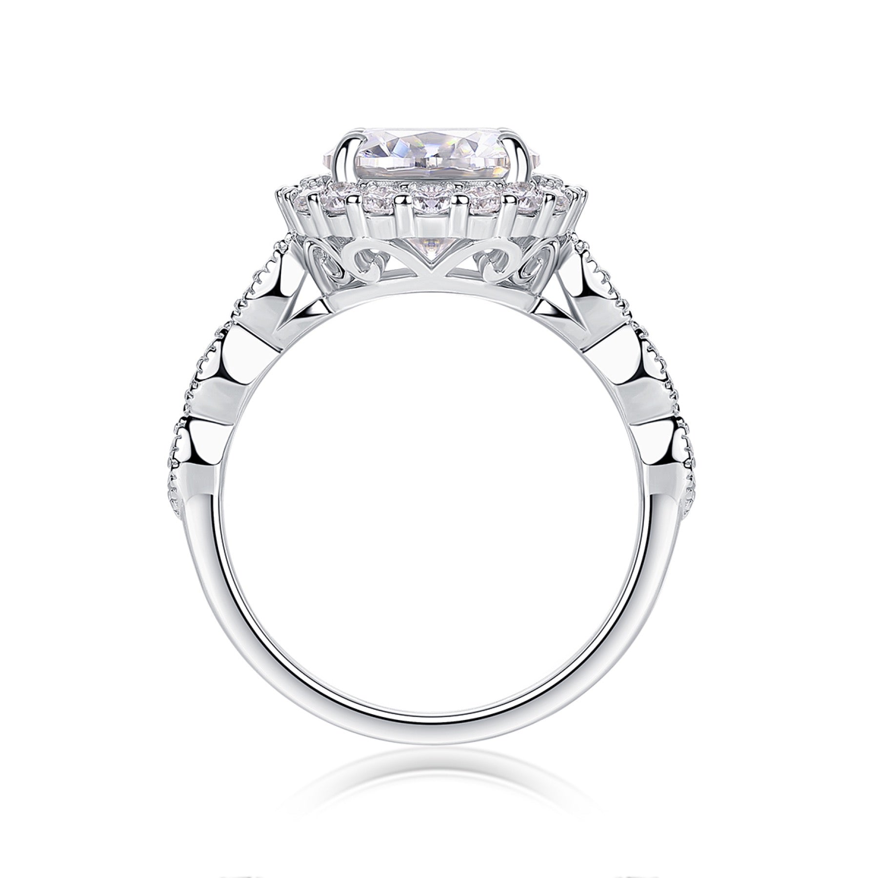Glister 3 Carat Moissanite Halo Ring in Sterling Silver