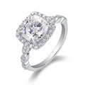 Cushion Cushion-Cut Moissanite Halo Ring in Sterling Silver
