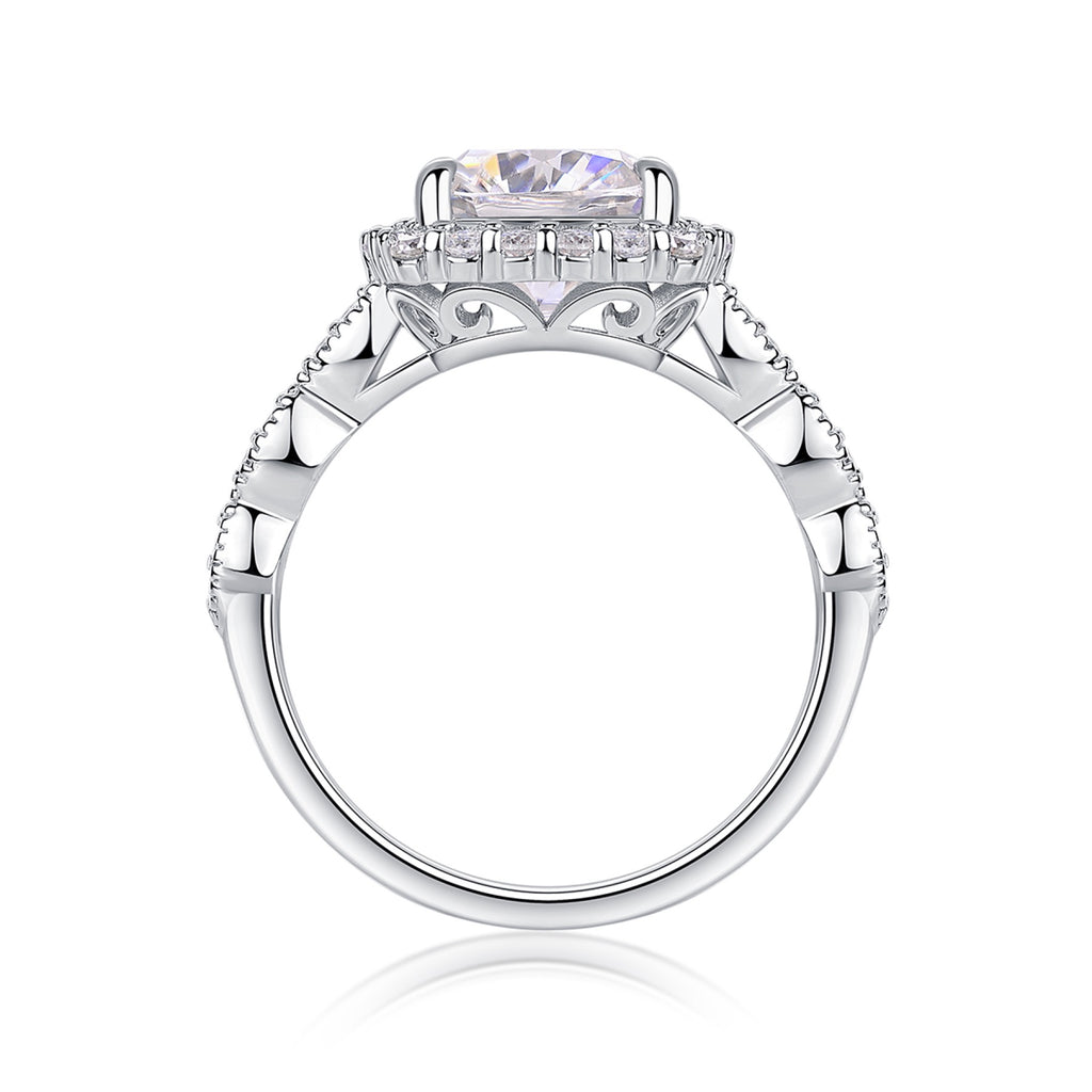 Cushion Cushion-Cut Moissanite Halo Ring in Sterling Silver