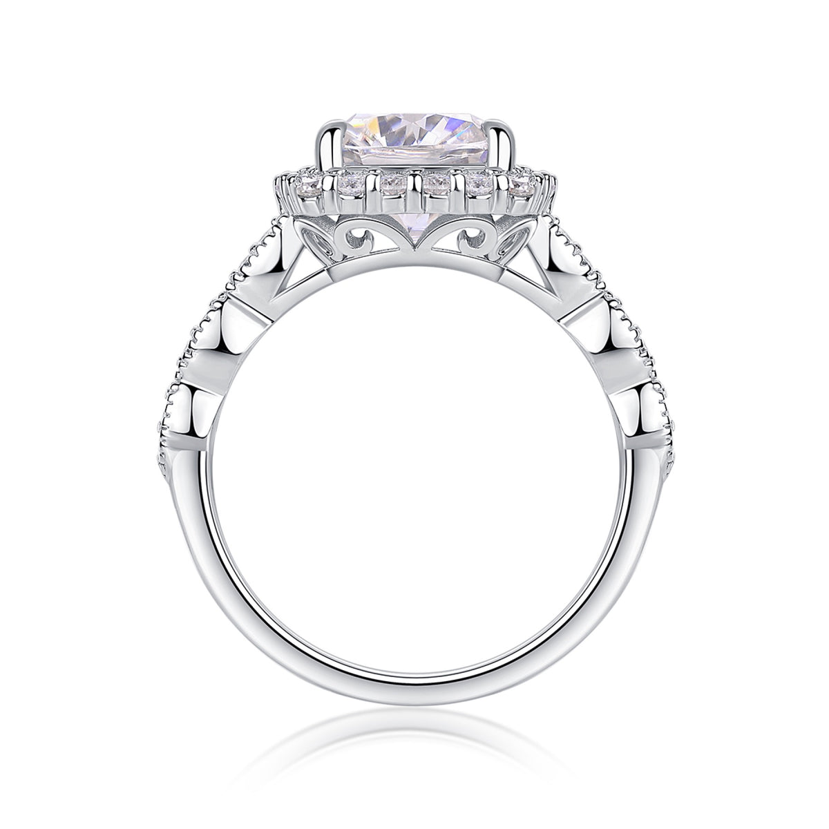 Cushion 3 Carat Cushion-Cut Moissanite Halo Ring in Sterling Silver