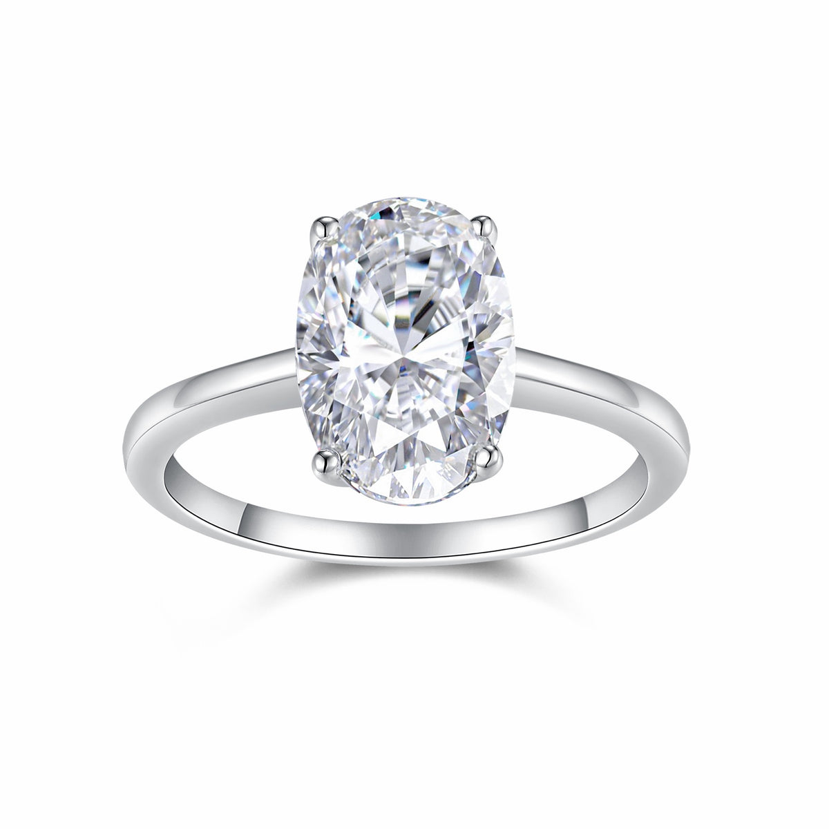 Ellisse 4.5 Carat Oval-Cut Moissanite Solitaire Ring in Sterling Silver