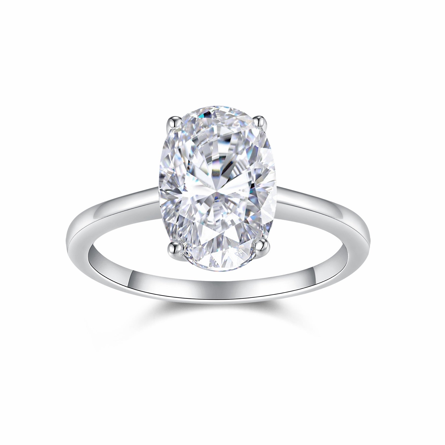 Ellisse Oval-Cut Moissanite Solitaire Ring in Sterling Silver