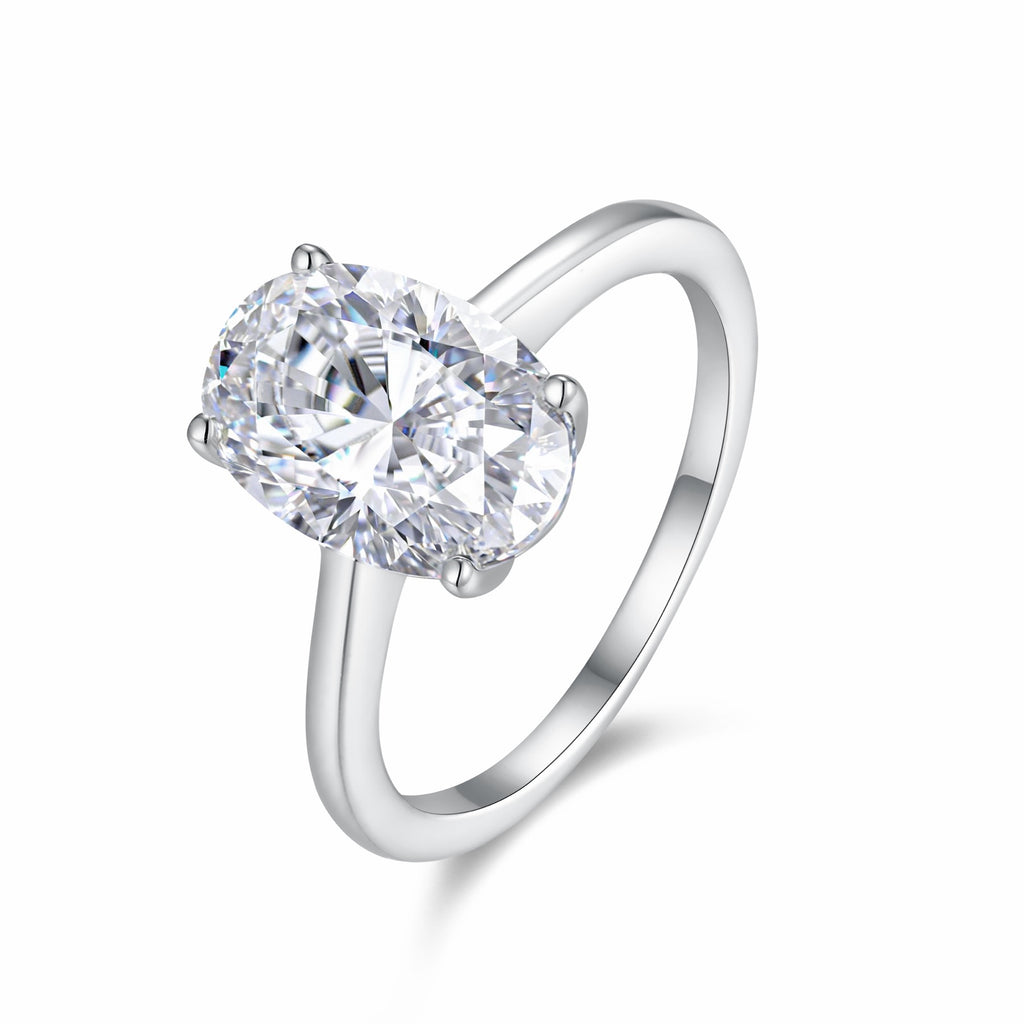 Ellisse Oval-Cut Moissanite Solitaire Ring in Sterling Silver