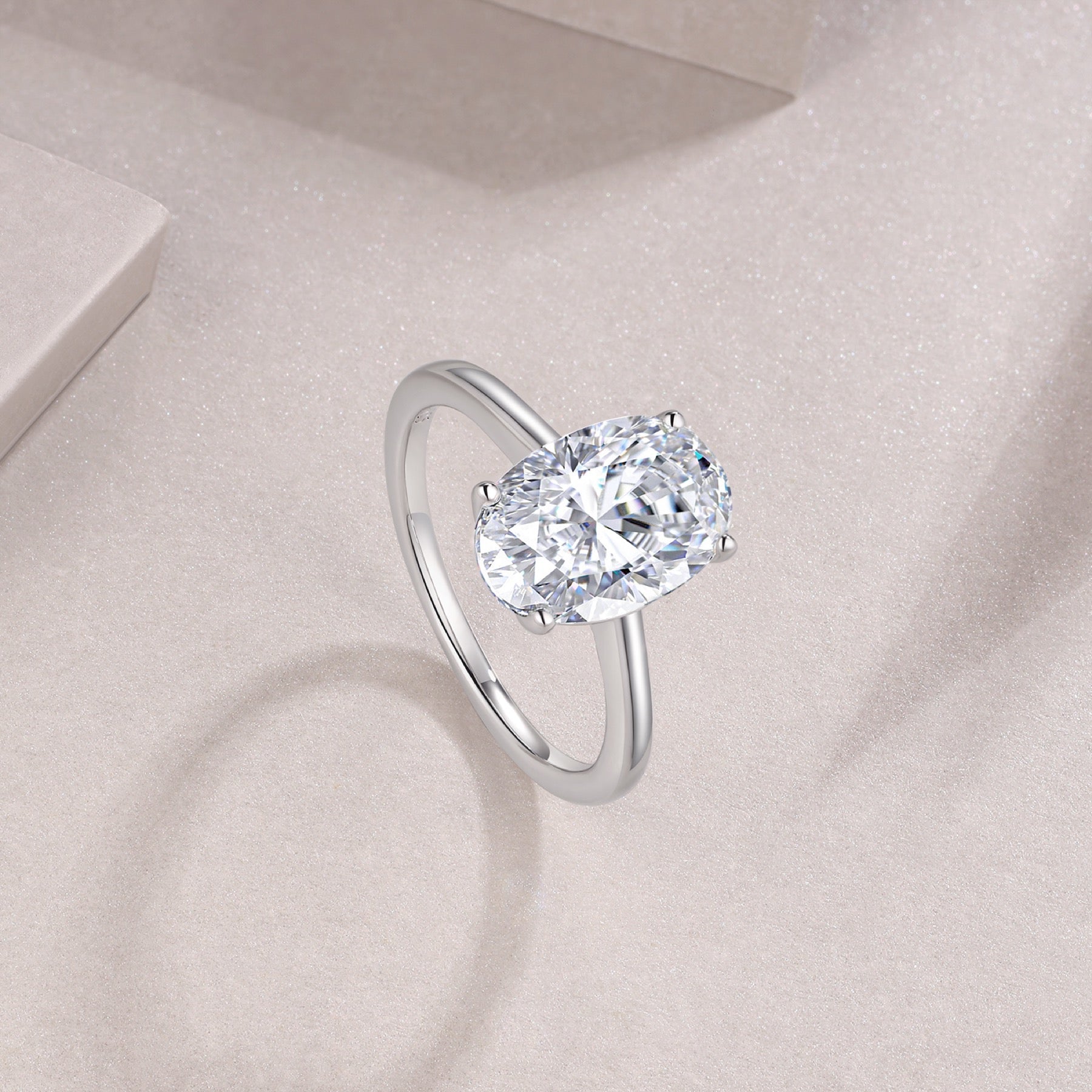 Ellisse Oval-Cut Moissanite Solitaire Ring in Sterling Silver