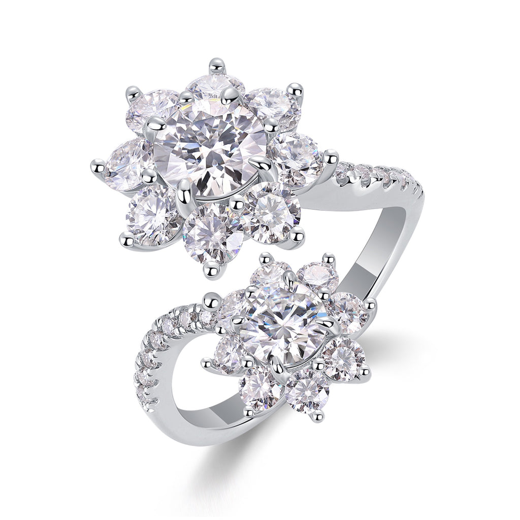 Petaldew Moissanite Flower Ring in Sterling Silver