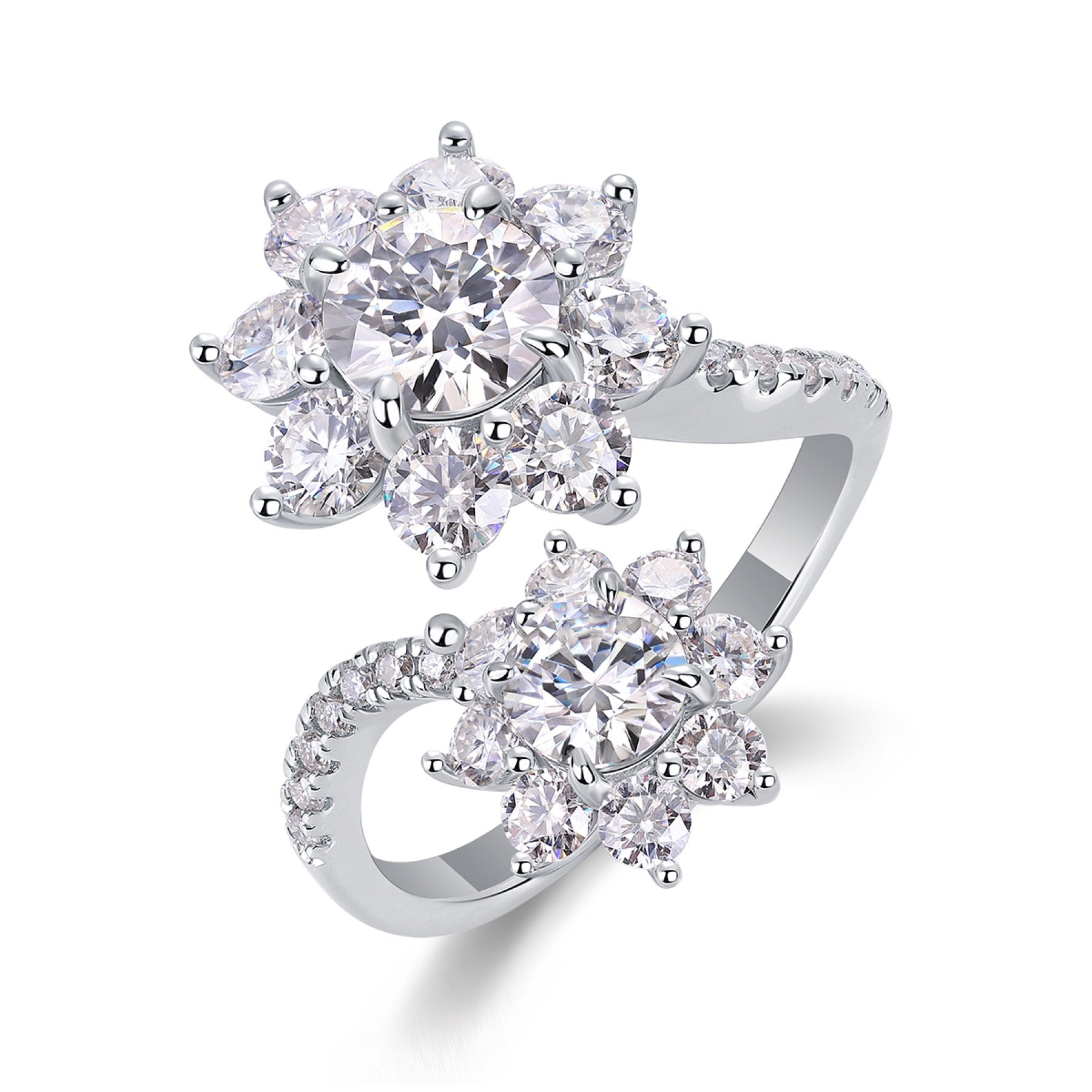 Petaldew Moissanite Flower Ring in Sterling Silver