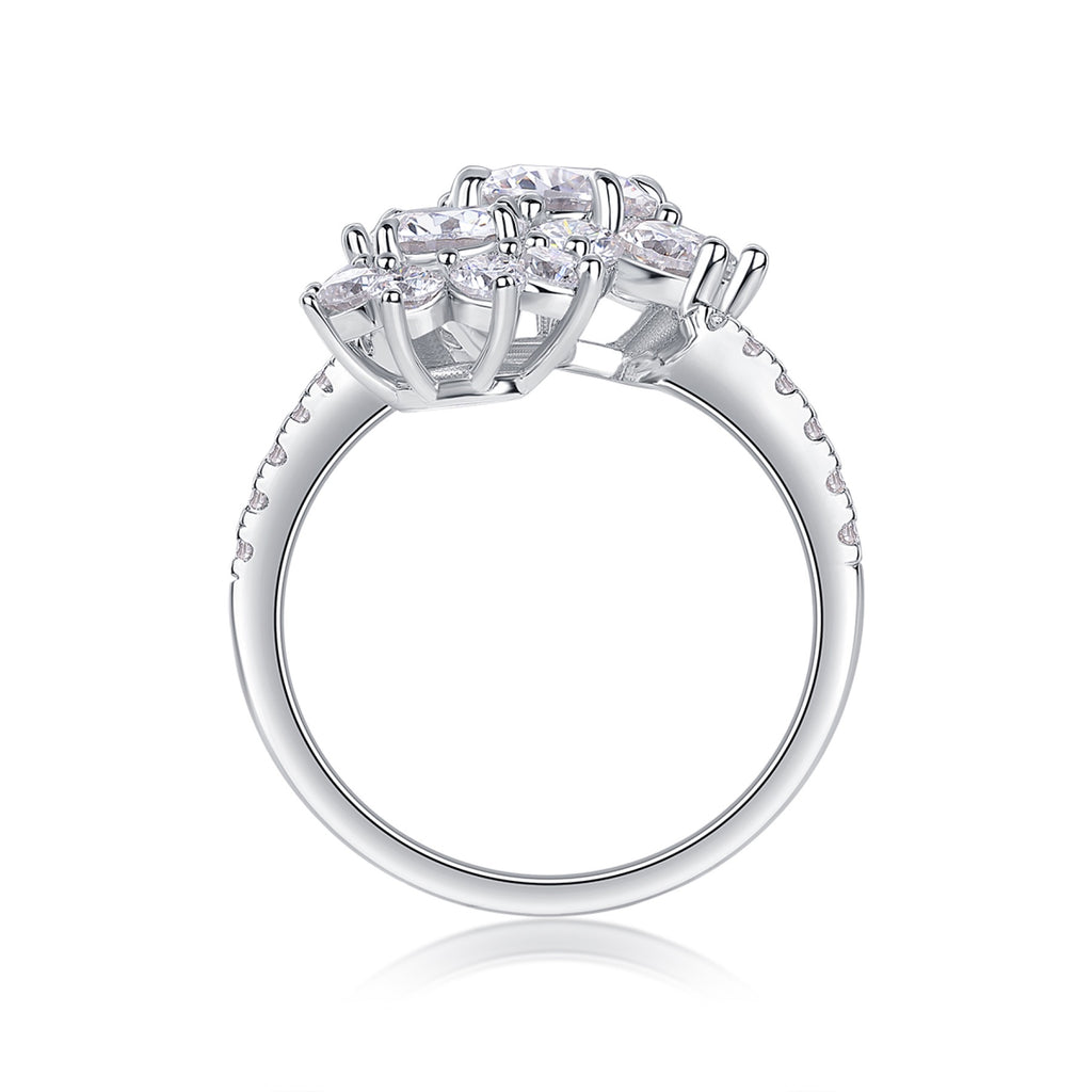 Petaldew Moissanite Flower Ring in Sterling Silver