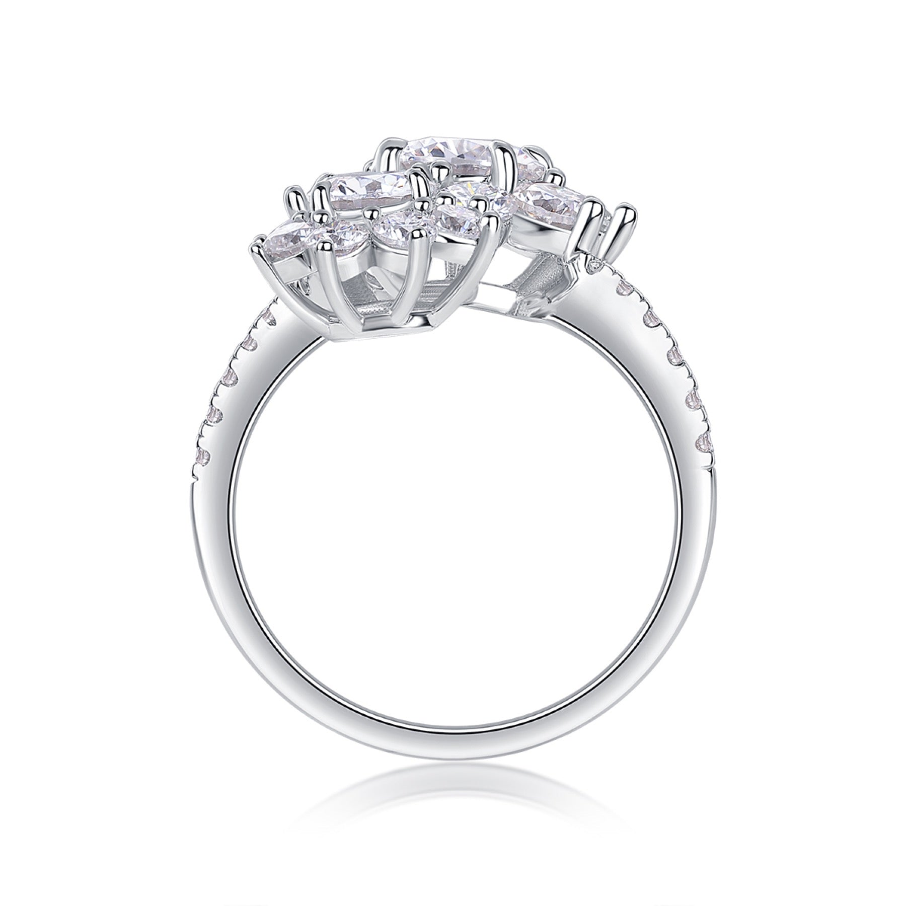 Petaldew Moissanite Flower Ring in Sterling Silver