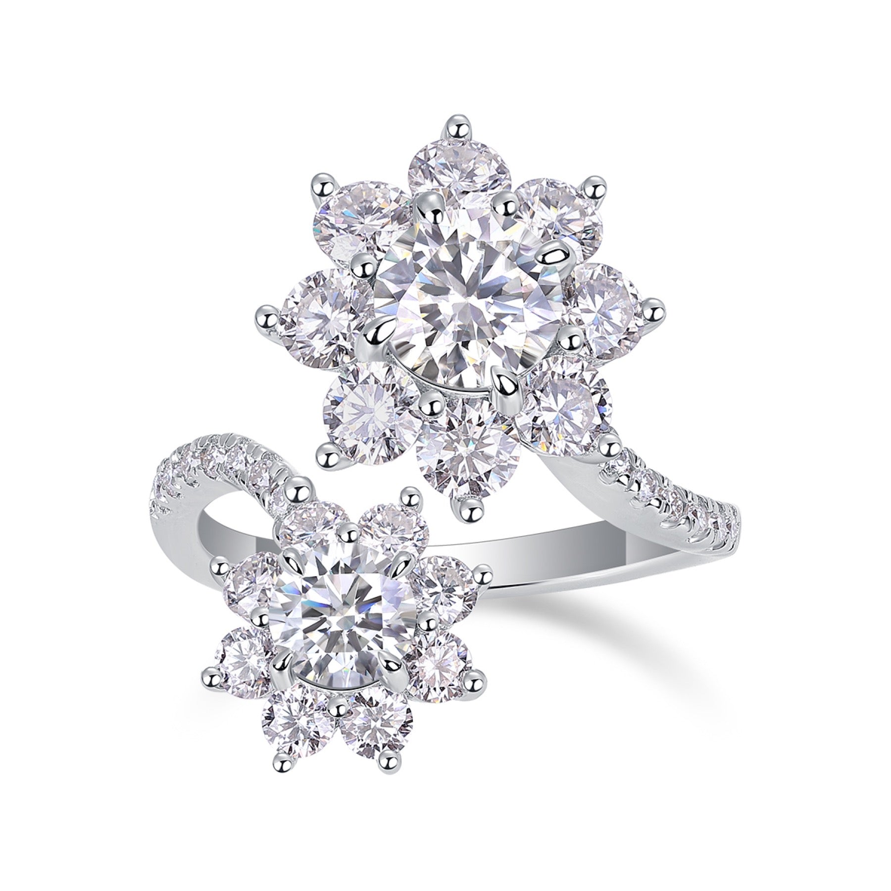 Petaldew Moissanite Flower Ring in Sterling Silver