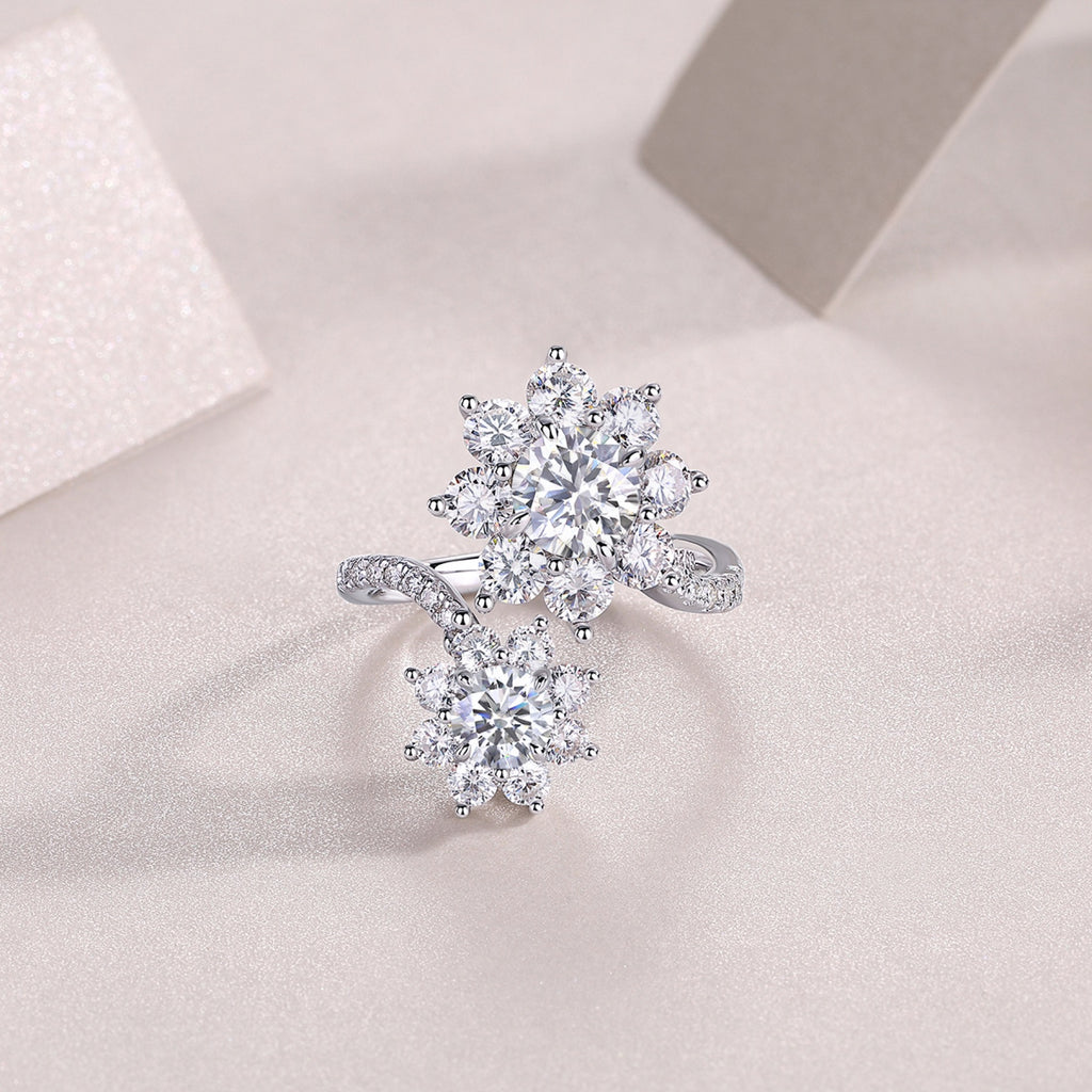Petaldew Moissanite Flower Ring in Sterling Silver