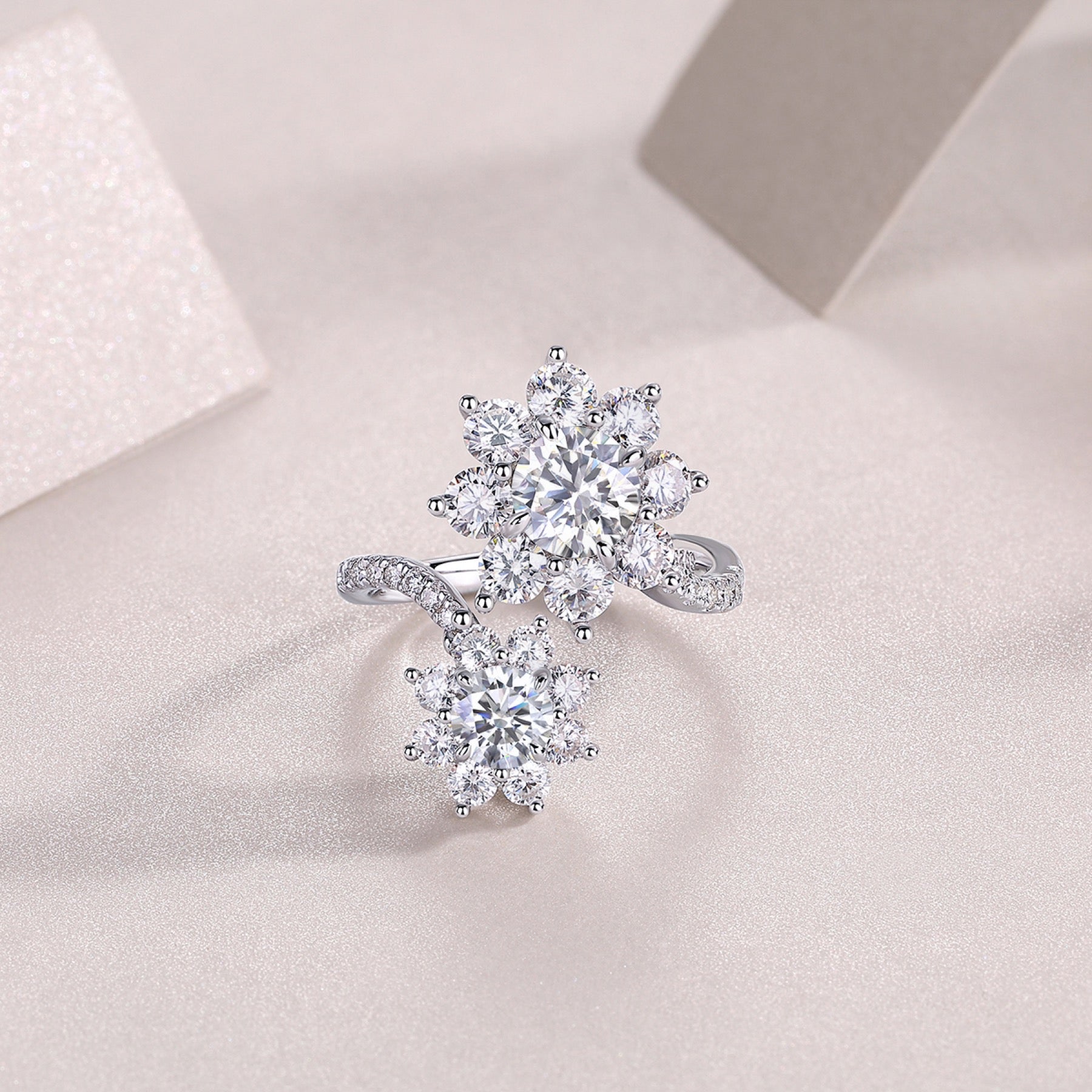 Petaldew Moissanite Flower Ring in Sterling Silver