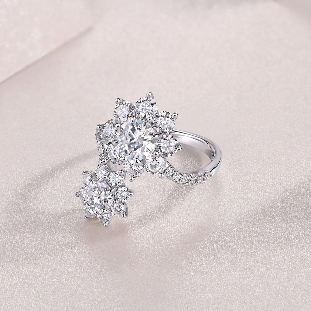 Petaldew Moissanite Flower Ring in Sterling Silver