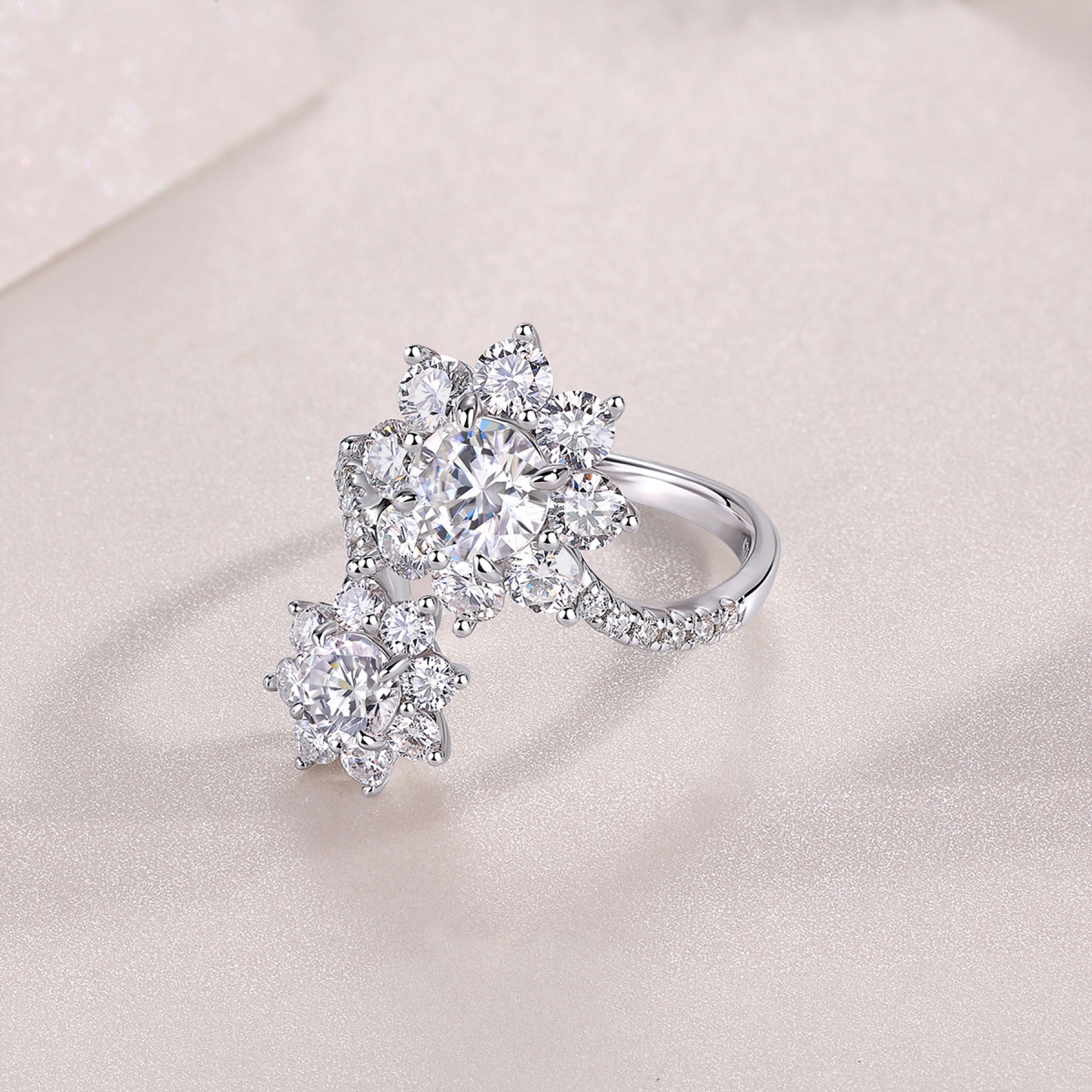Petaldew Moissanite Flower Ring in Sterling Silver