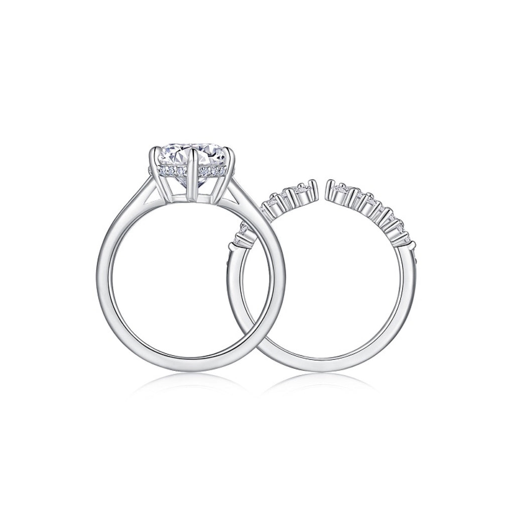 Bridal 3 Carat Moissanite Bridal Set Ring in Sterling Silver