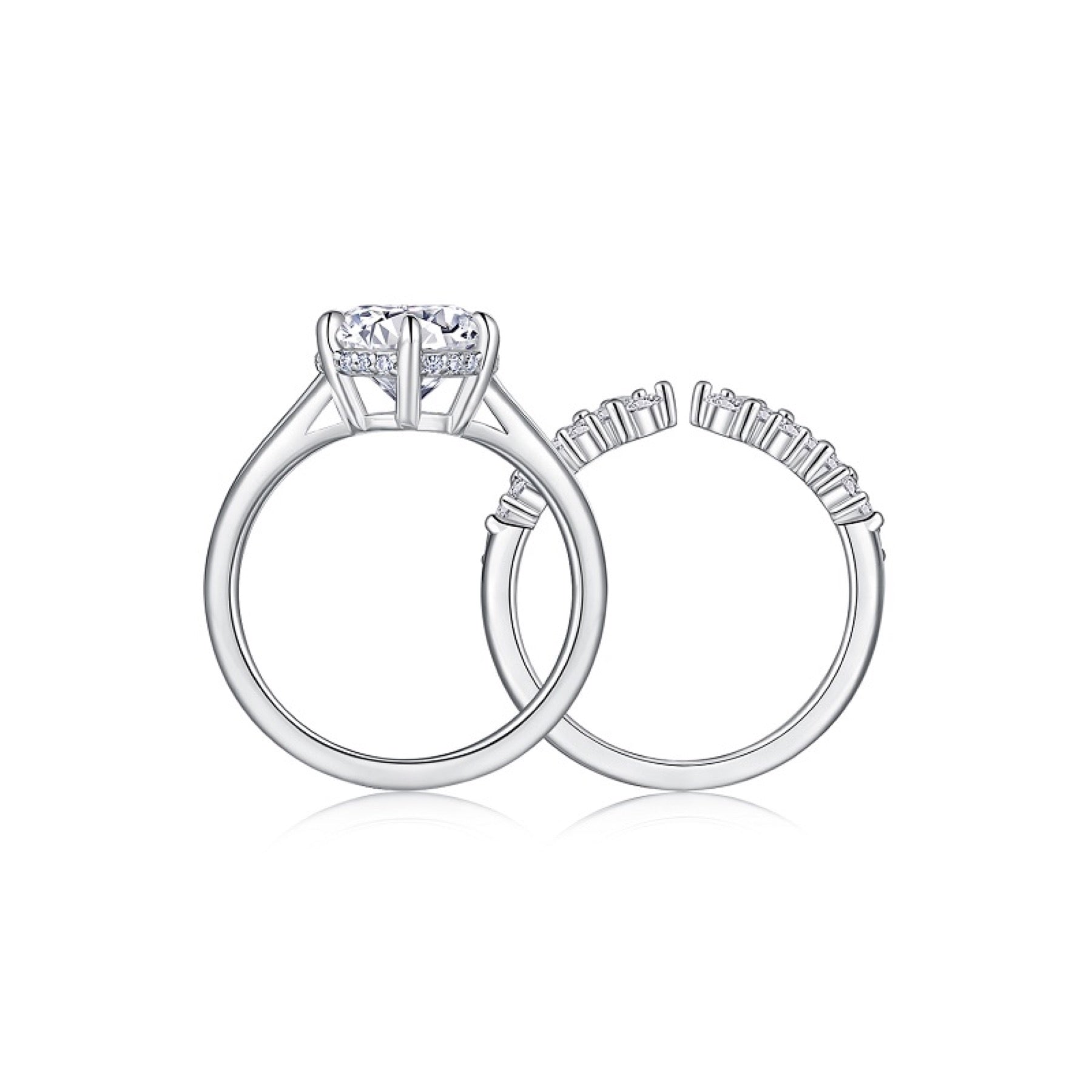 Bridal 3 Carat Moissanite Bridal Set Ring in Sterling Silver
