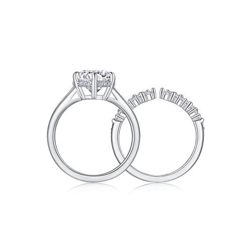 Bridal 3 Carat Moissanite Bridal Set Ring in Sterling Silver