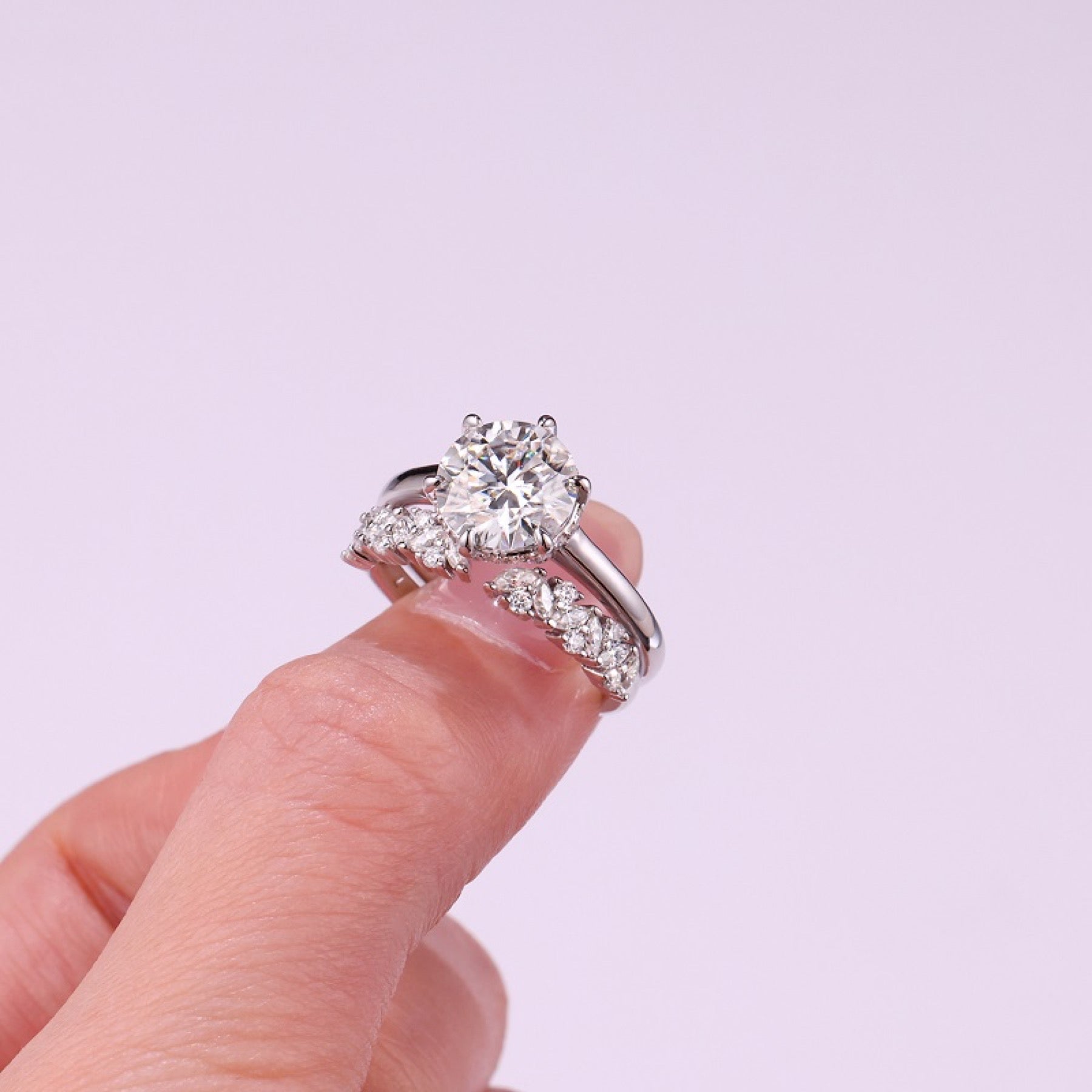 Bridal 3 Carat Moissanite Bridal Set Ring in Sterling Silver