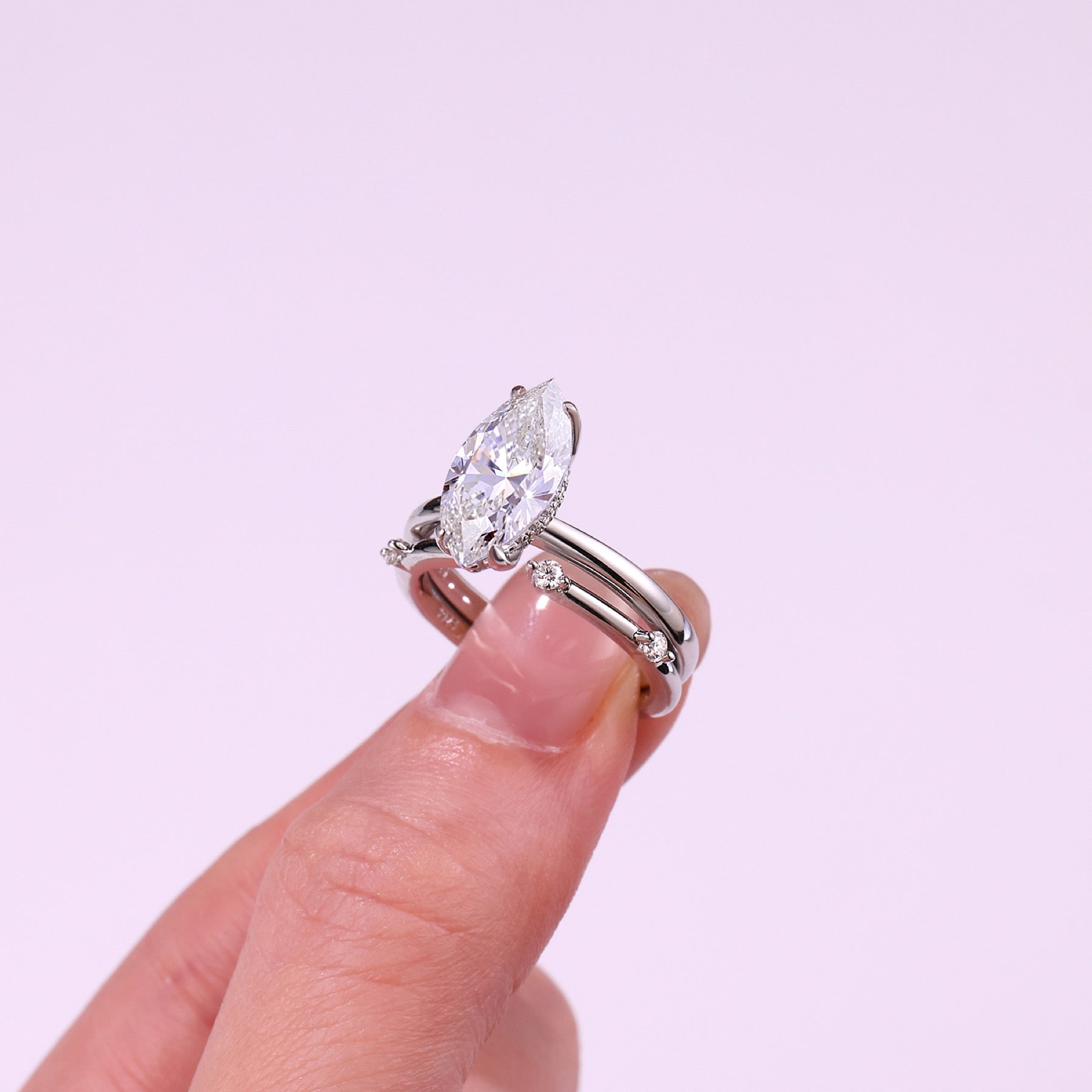 Marquessa Marquise-Cut Moissanite Solitaire Ring in Sterling Silver