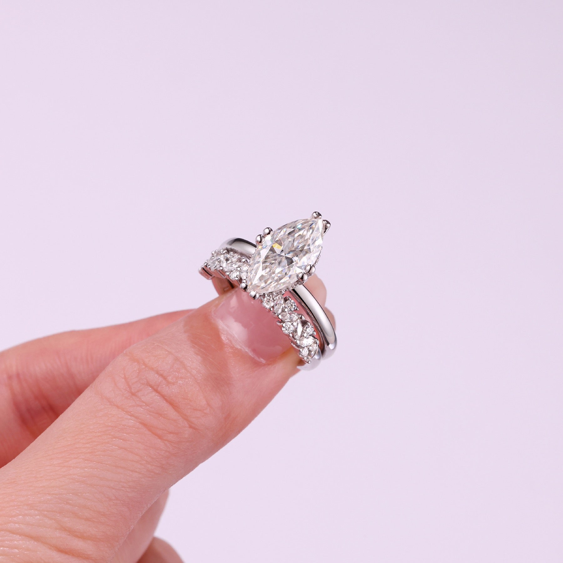 Stargaze Marquise-Cut Moissanite Solitaire Ring in Sterling Silver
