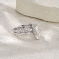Naveta Marquise-Cut Moissanite Bridal Set Ring in Sterling Silver