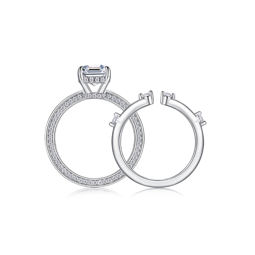 Icelove Emerald-Cut Moissanite Solitaire Ring in Sterling Silver