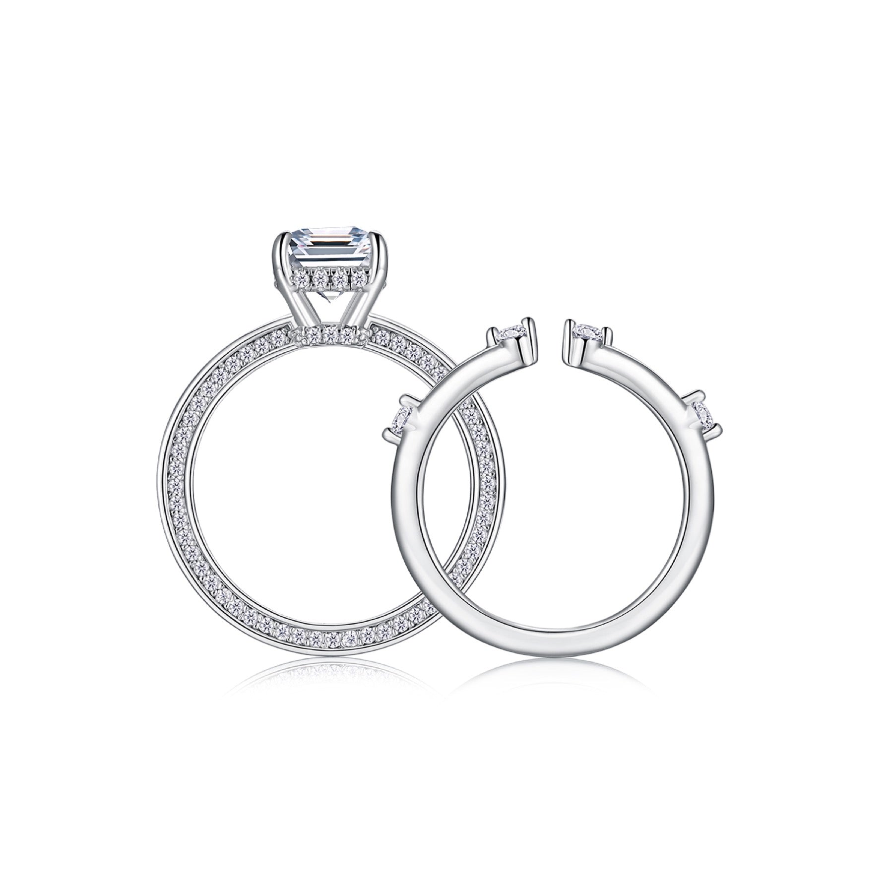 Icelove Emerald-Cut Moissanite Solitaire Ring in Sterling Silver