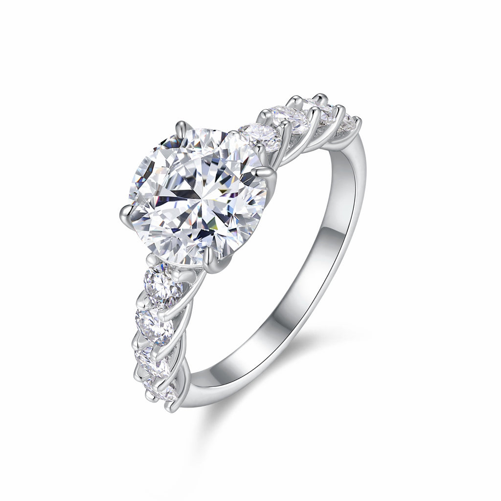 Classic 3 Carat Moissanite Solitaire Ring in Sterling Silver