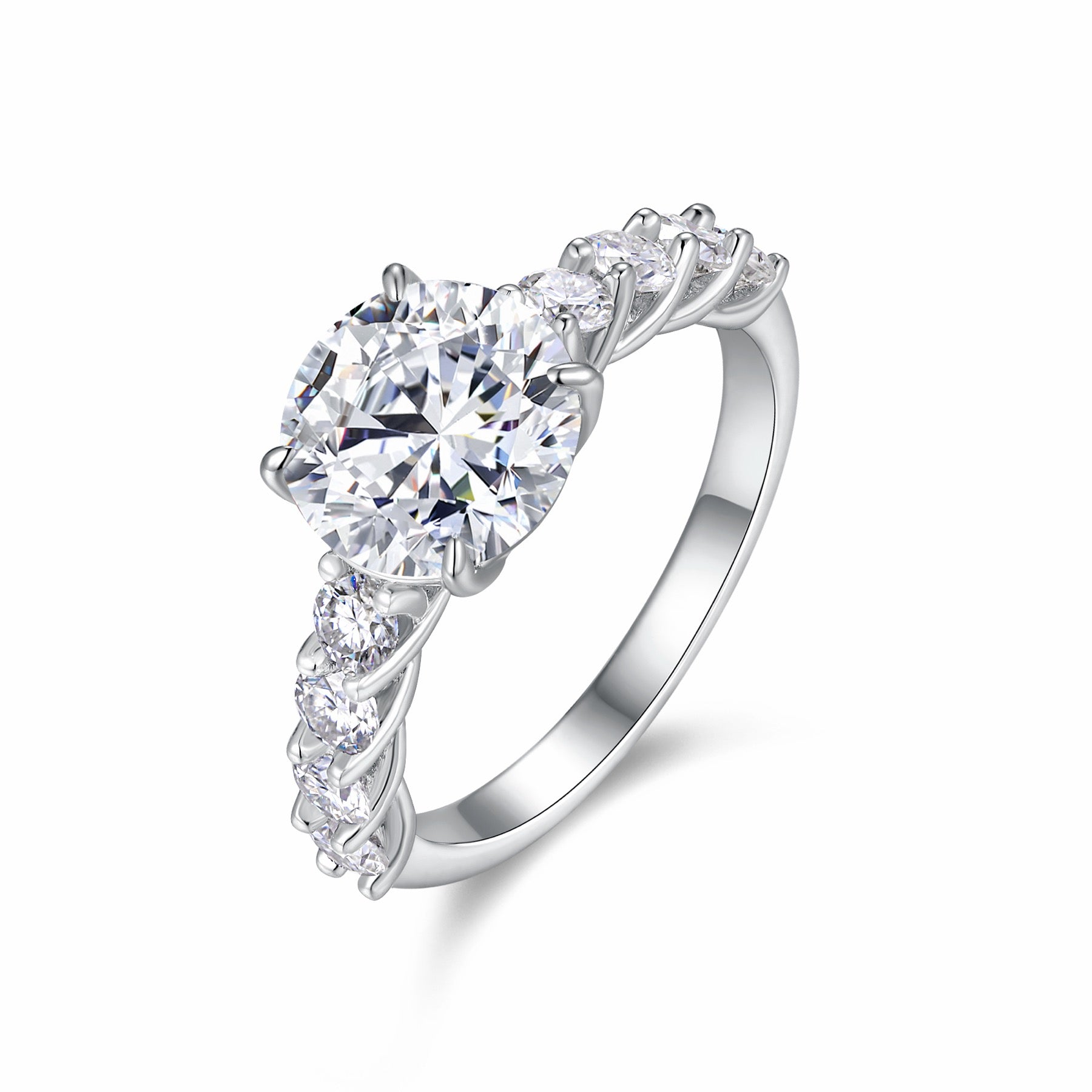 Classic 3 Carat Moissanite Solitaire Ring in Sterling Silver