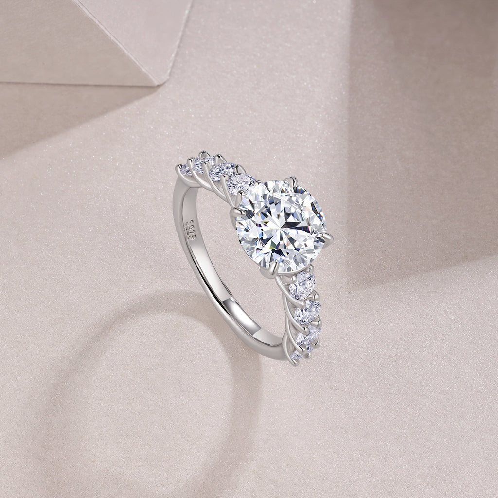 Classic 3 Carat Moissanite Solitaire Ring in Sterling Silver