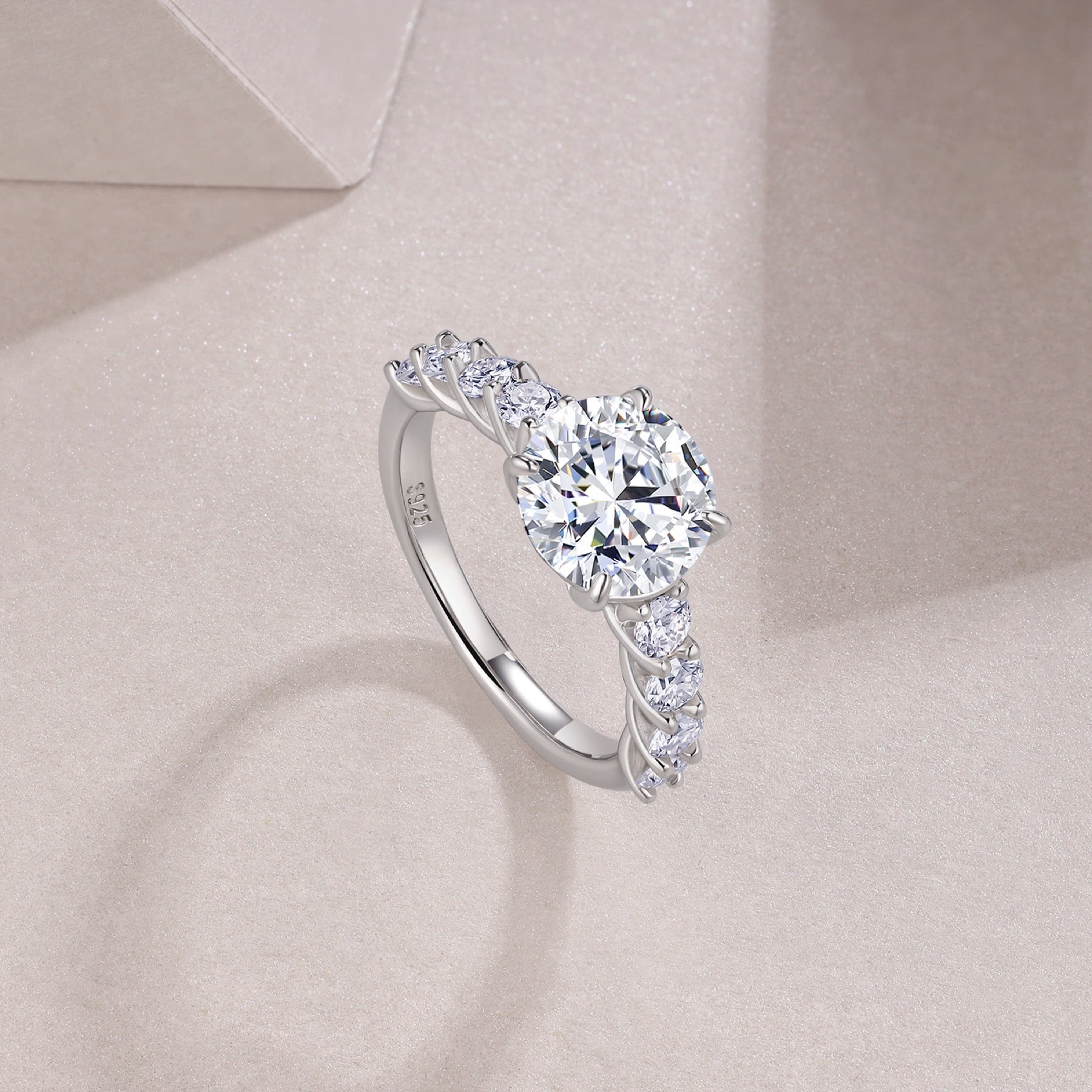 Classic 3 Carat Moissanite Solitaire Ring in Sterling Silver