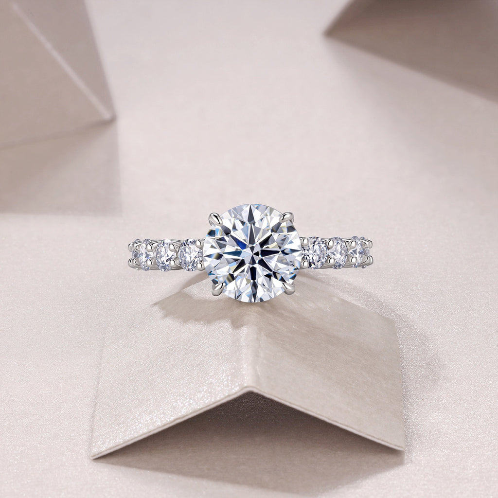 Classic 3 Carat Moissanite Solitaire Ring in Sterling Silver