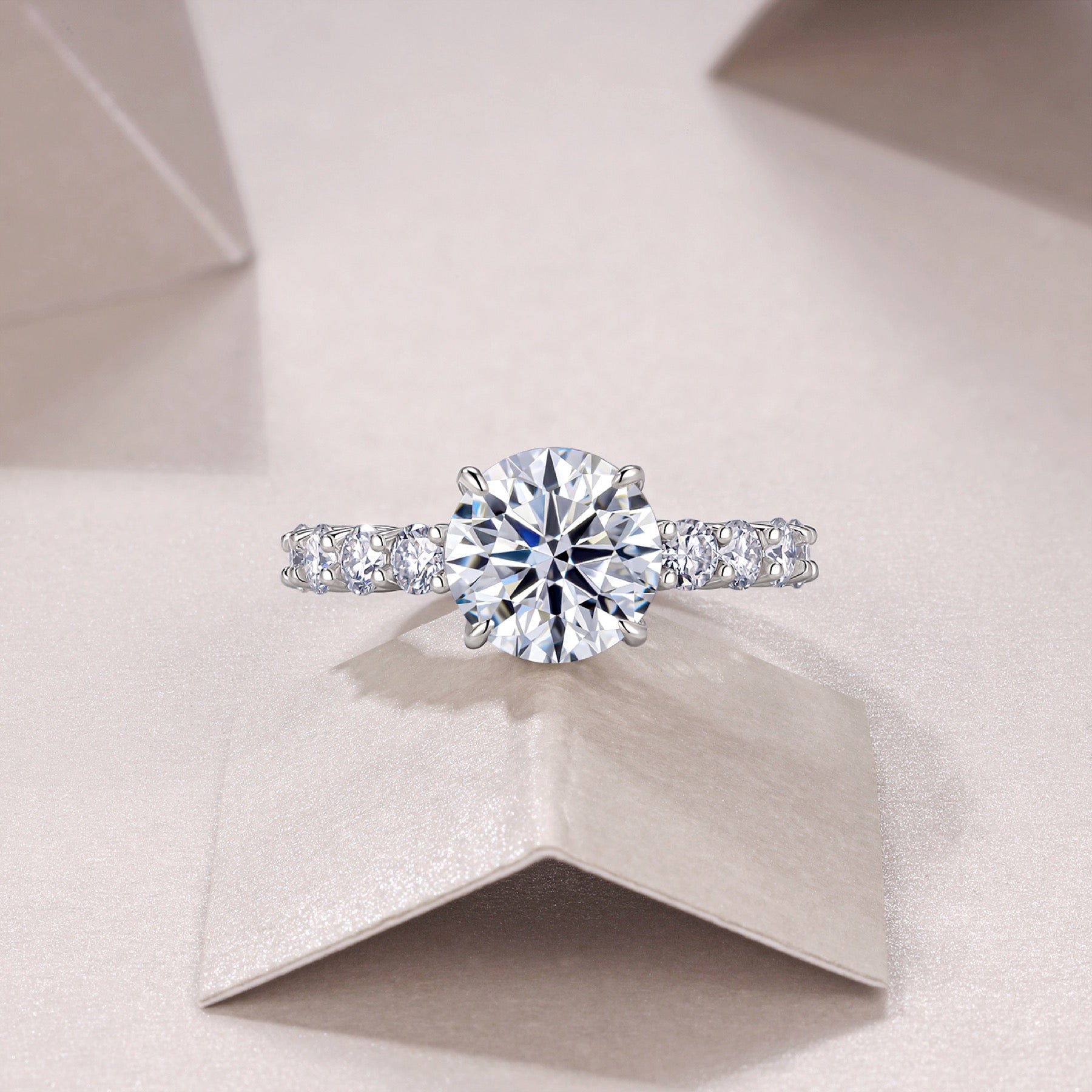 Classic 3 Carat Moissanite Solitaire Ring in Sterling Silver