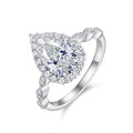 Peardew Pear-Cut Moissanite Halo Ring in Sterling Silver