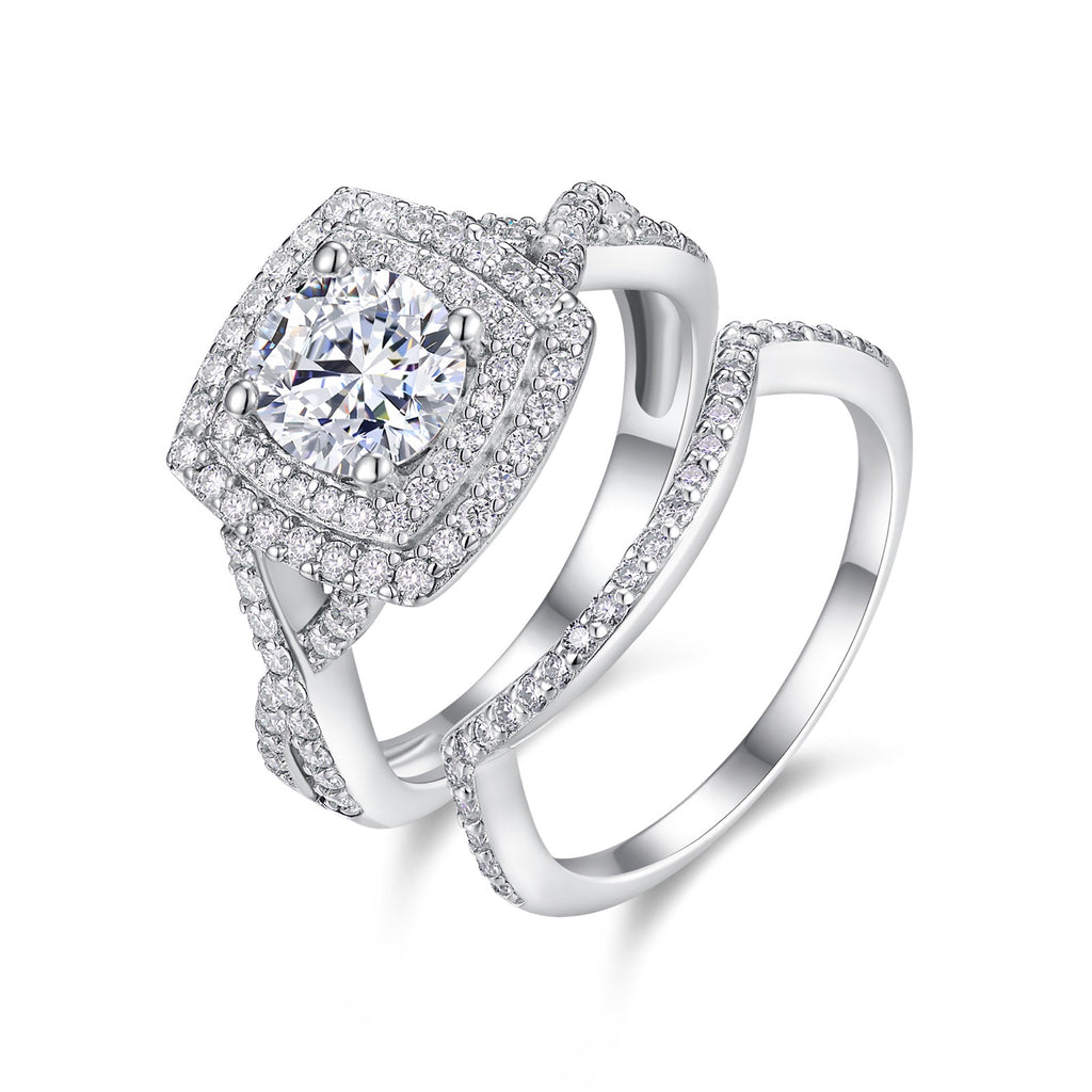 Triset 1 Carat Moissanite Three-Stone Ring in Sterling Silver