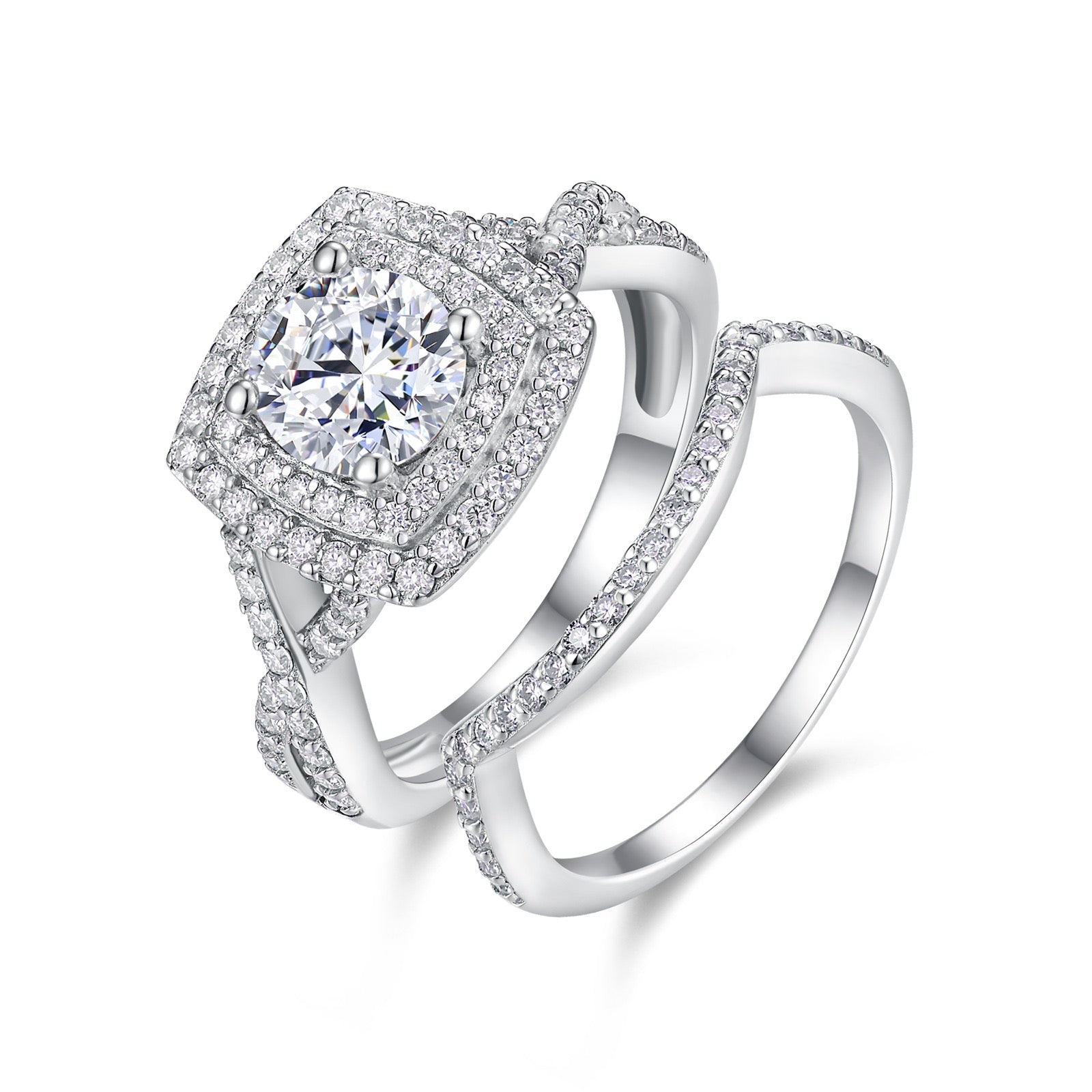 Triset 1 Carat Moissanite Three-Stone Ring in Sterling Silver
