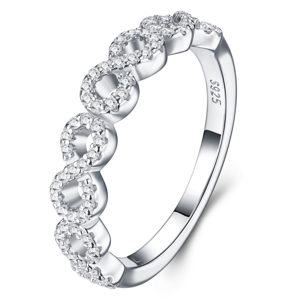 Ovalink Moissanite Eternity Band Ring in Sterling Silver