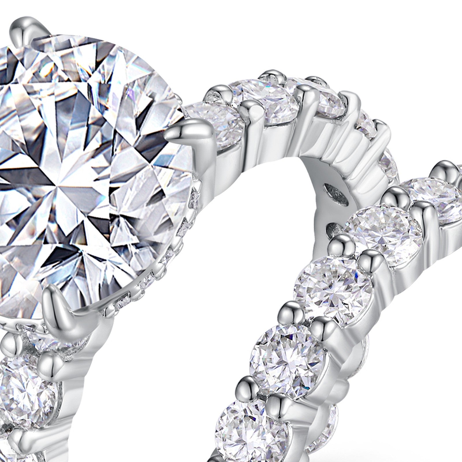 Timevow 5 Carat Moissanite Solitaire Ring in Sterling Silver — detail
