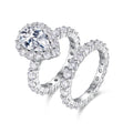 Amorevole Pear-Cut Moissanite Bridal Set Ring in Sterling Silver