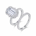 Smeralda Emerald-Cut Moissanite Bridal Set Ring in Sterling Silver