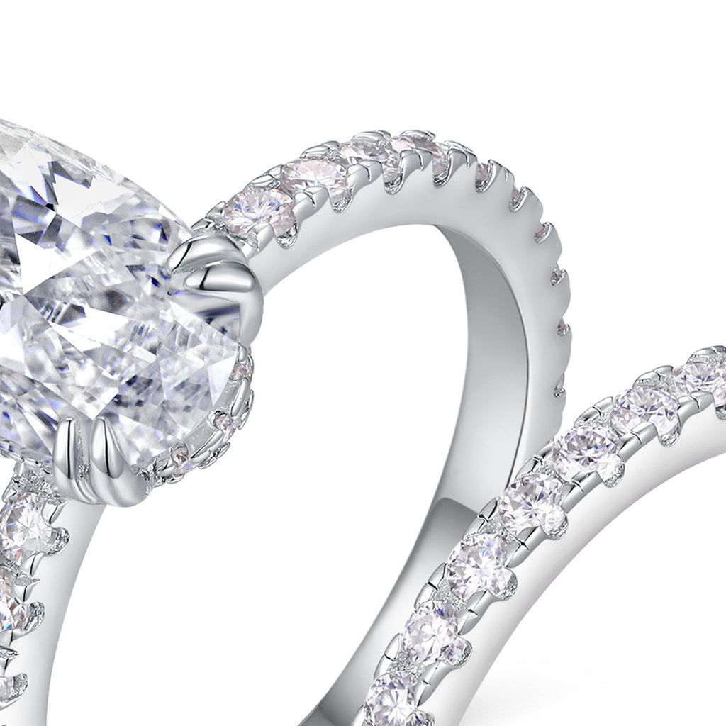 Ovalset Oval-Cut Moissanite Bridal Set Ring in Sterling Silver — detail