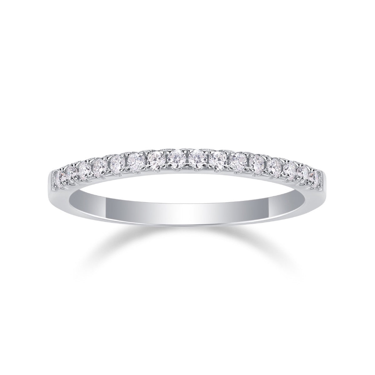 Slimline Moissanite Band Ring in Sterling Silver