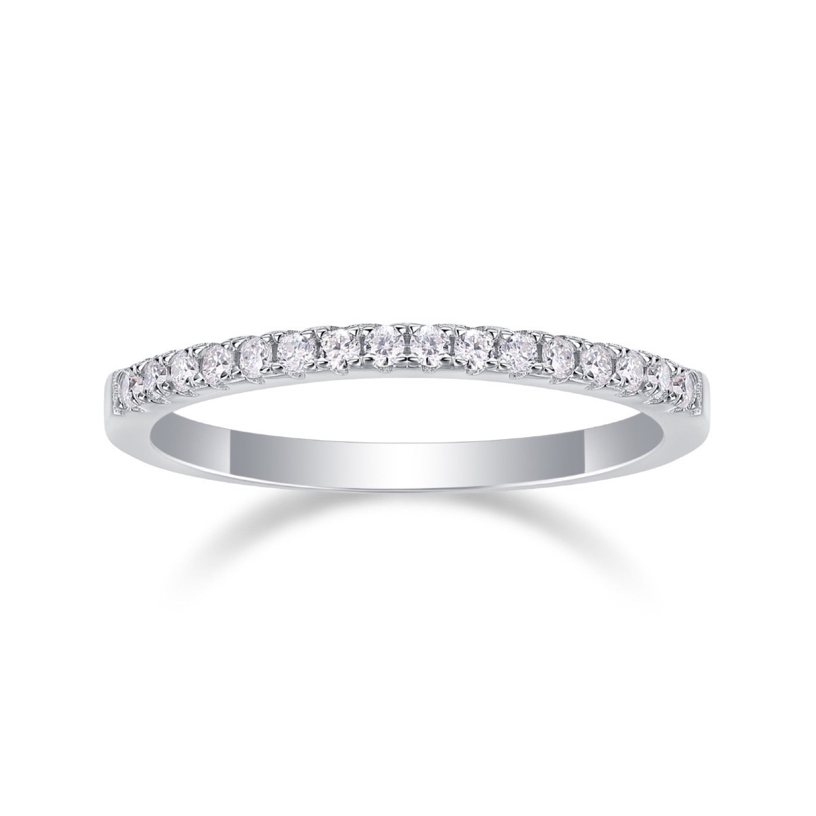 Slimline Moissanite Band Ring in Sterling Silver