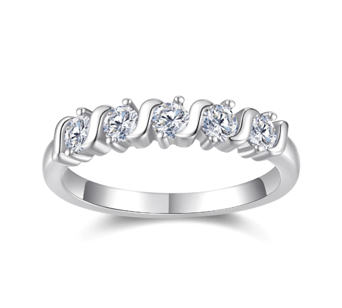Sinuosa Moissanite Five-Stone Ring in Sterling Silver