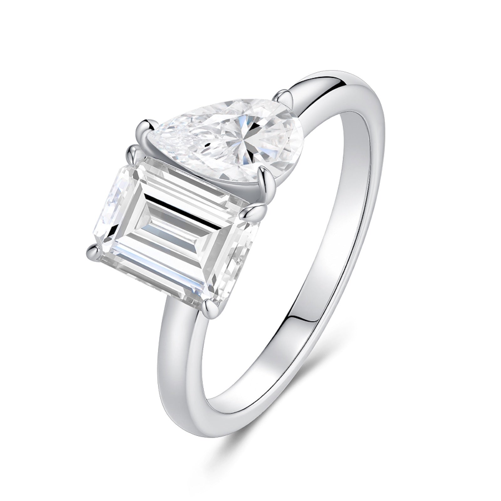 Toi Pear-Cut Moissanite Two-Stone Ring in Sterling Silver